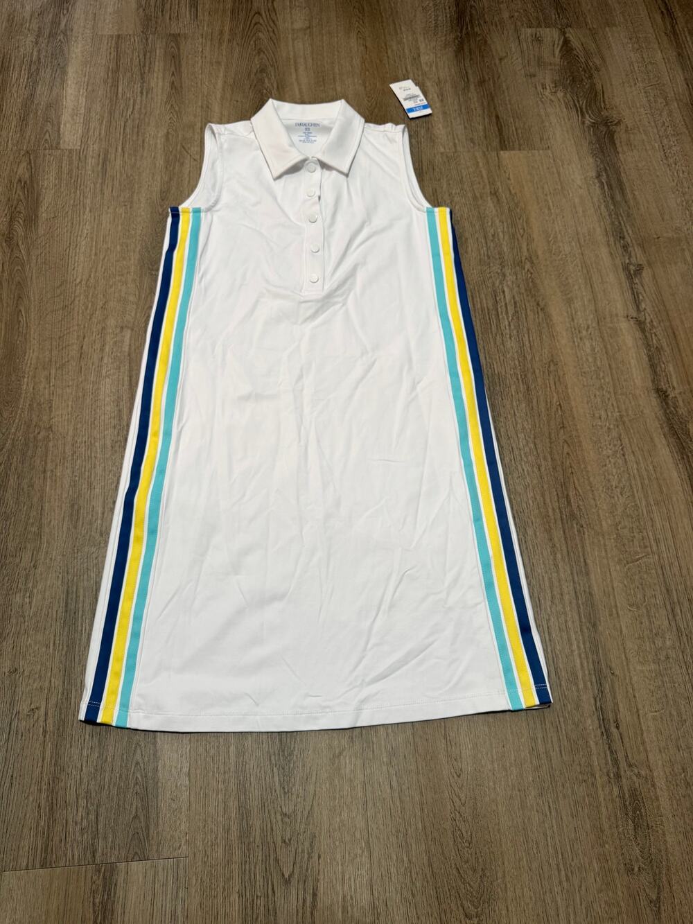 J.McLaughlin Women's Sleeveless Polo Strip-Trim White Dress